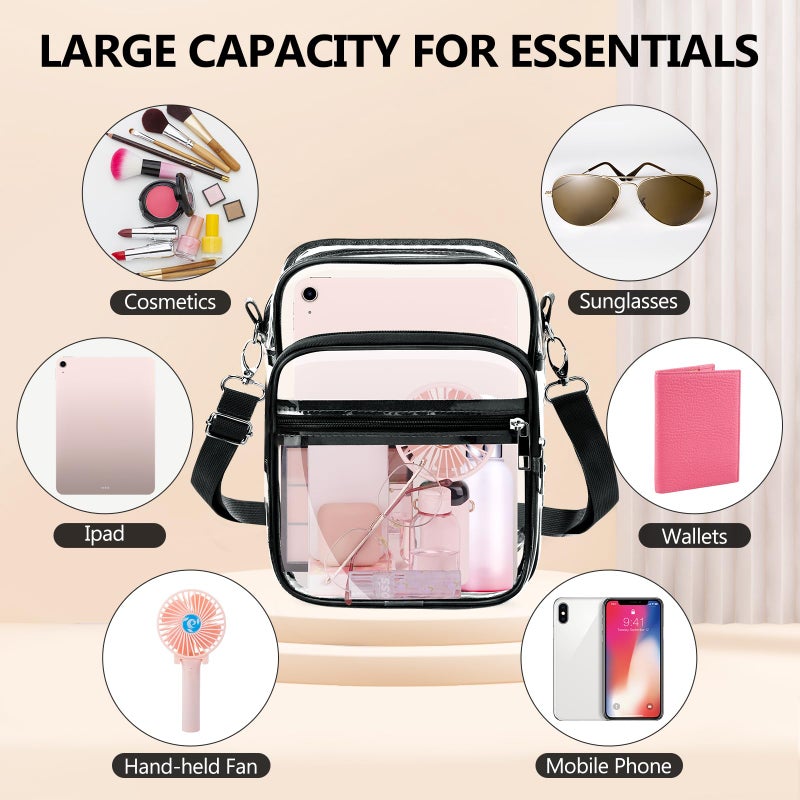 Blvornl Clear Crossbody Bag with Adjustable Shoulder Strap, Stadium Approved PVC Clear Purse Bag with Front Pocket, Clear Messenger Bag for Women and Men for Concerts Sports Events (Clear-XL) - Image 5